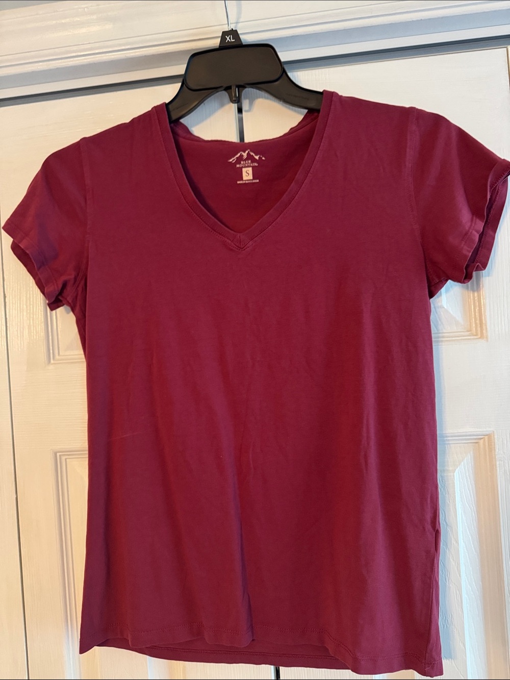 Women's V-Neck Short Sleeve Tee in Berry by Mountain Ridge